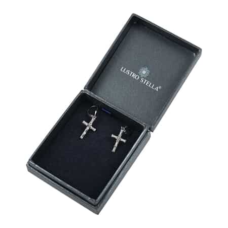 Lustro Stella Made with Finest CZ Cross Earrings in Platinum Over Sterling Silver 2.30 ctw image number 5