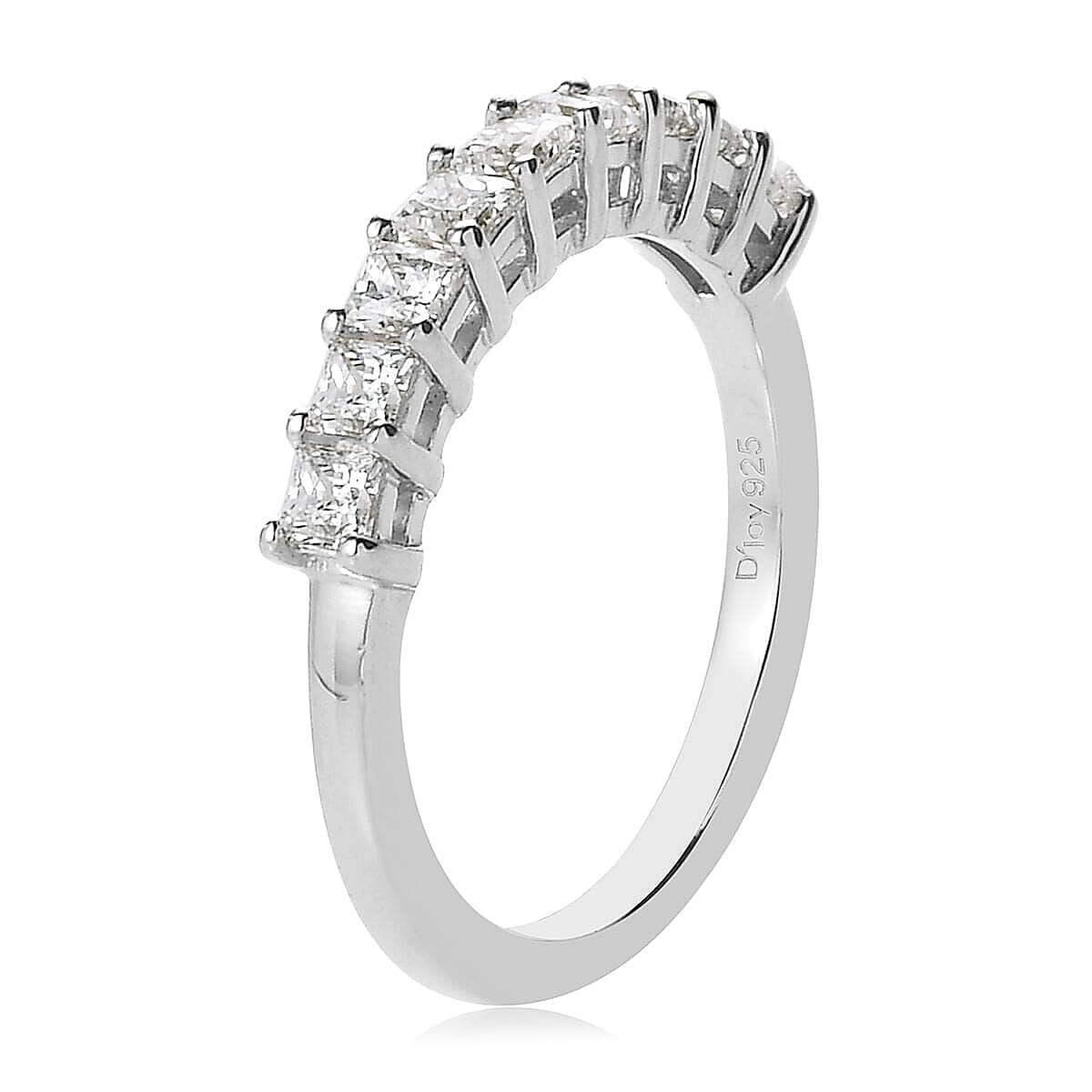 Lustro Stella Made with Finest CZ Ring in Platinum Over Sterling Silver (Size 10.0) 1.10 ctw