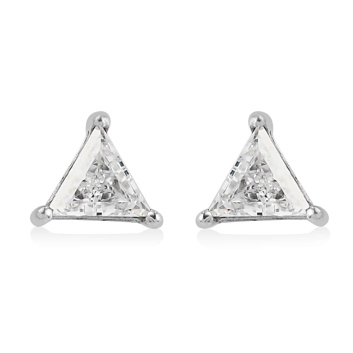 Lustro Stella Made with Finest CZ Stud Earrings in Platinum Over Sterling Silver 1.15 ctw image number 0