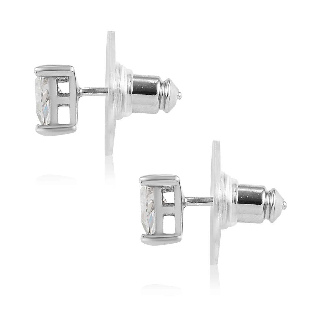 Lustro Stella Made with Finest CZ Stud Earrings in Platinum Over Sterling Silver 1.15 ctw image number 3