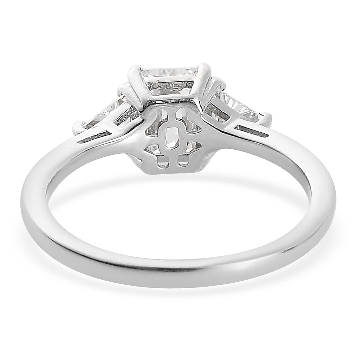 Lustro Stella Made with Finest CZ 3 Stone Ring in Platinum Over Sterling Silver (Size 7.0) 2.60 ctw image number 4