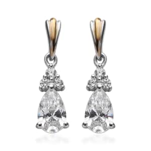 Lustro Stella Made with Finest CZ Drop Earrings in 14K Yellow Gold and Platinum Over Sterling Silver 3.00 ctw
