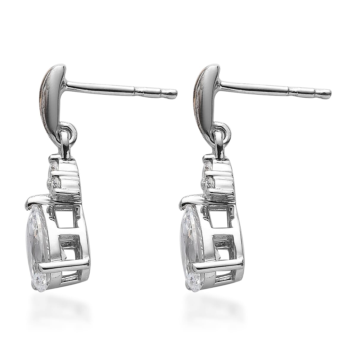 Lustro Stella Made with Finest CZ Drop Earrings in 14K Yellow Gold and Platinum Over Sterling Silver 3.00 ctw image number 3