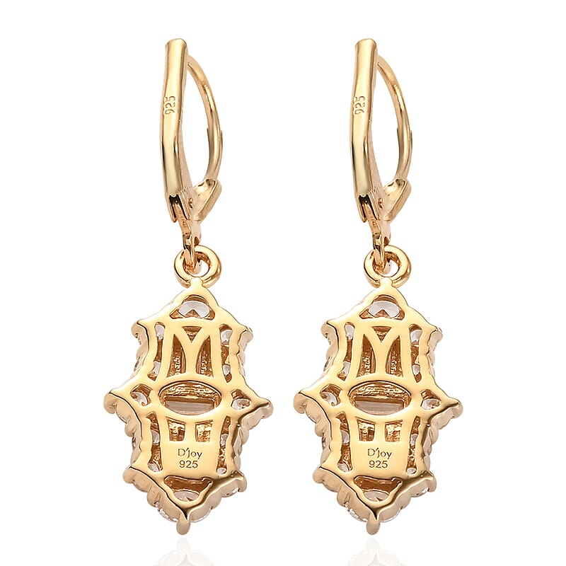 Lustro Stella Made with Finest CZ Lever Back Earrings in Vermeil Yellow Gold Over Sterling Silver 3.75 ctw