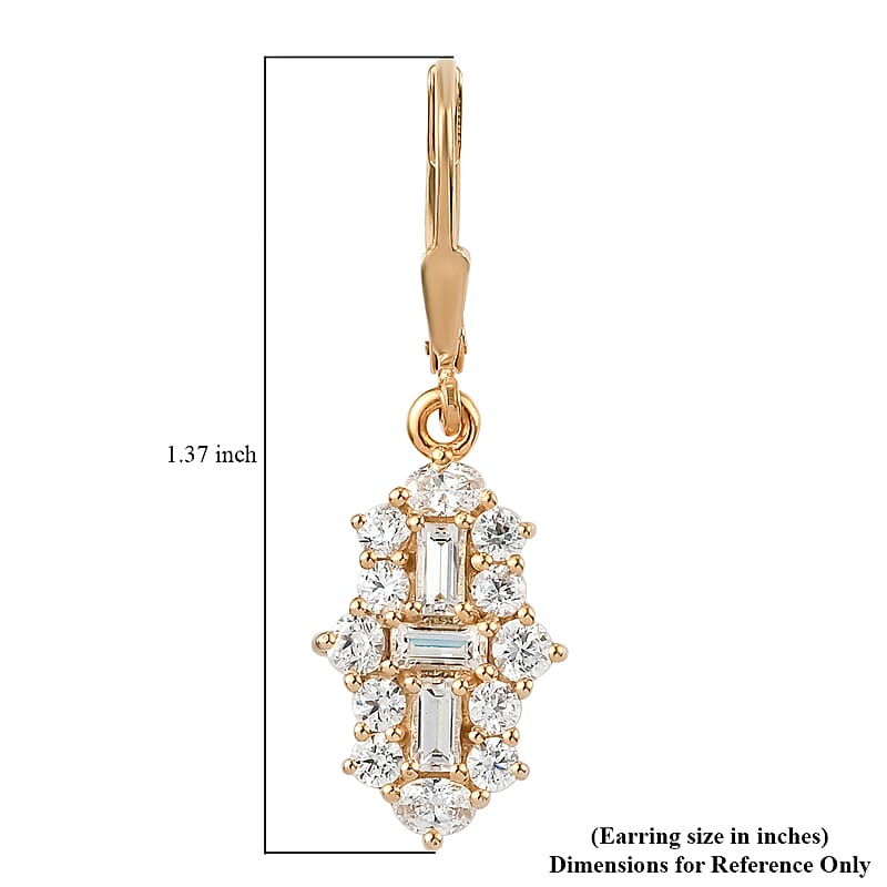 Lustro Stella Made with Finest CZ Lever Back Earrings in Vermeil Yellow Gold Over Sterling Silver 3.75 ctw
