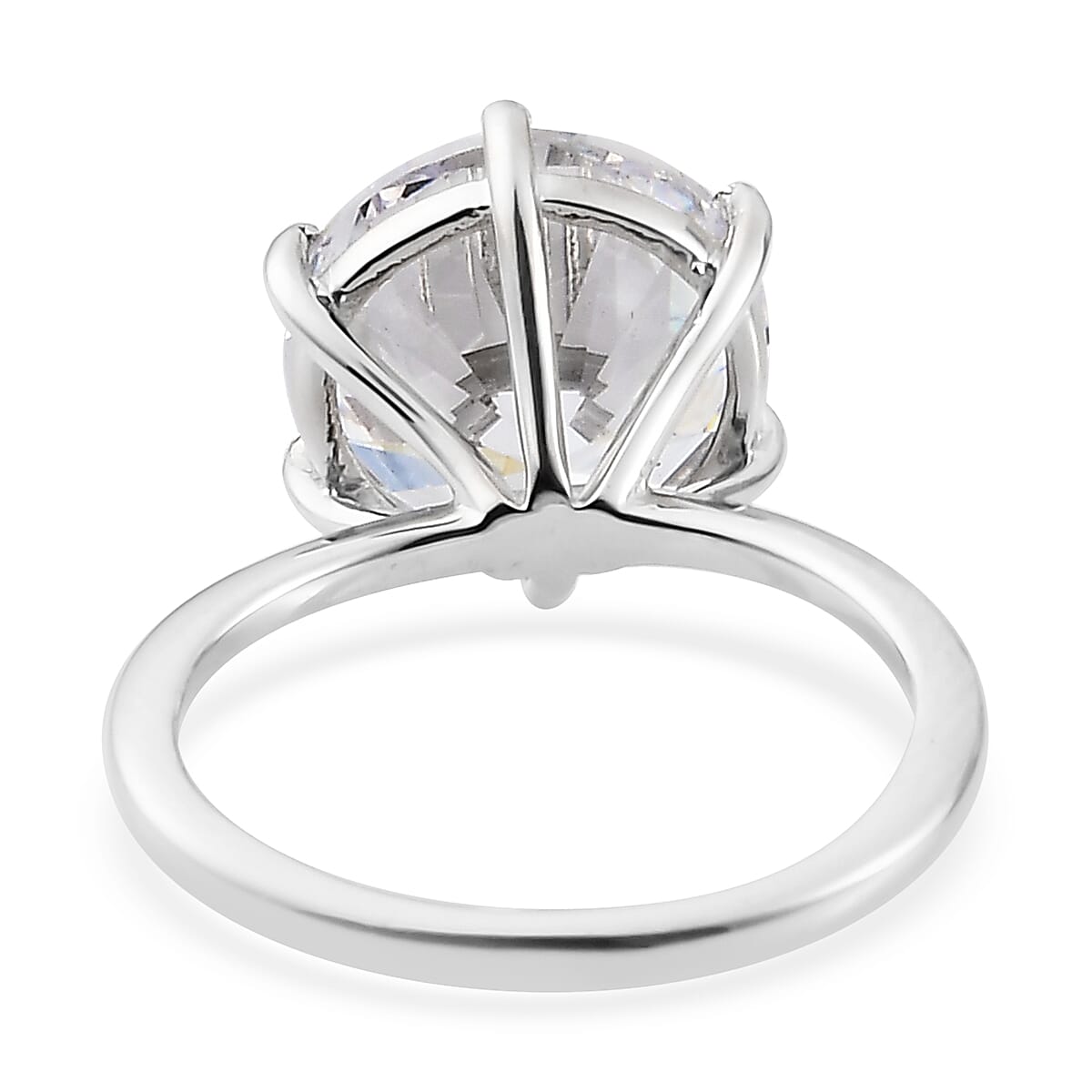 Lustro Stella Made with Finest CZ Solitaire Ring in Platinum Over Sterling Silver Solitaire (Size 6.0) 9.65 ctw image number 4