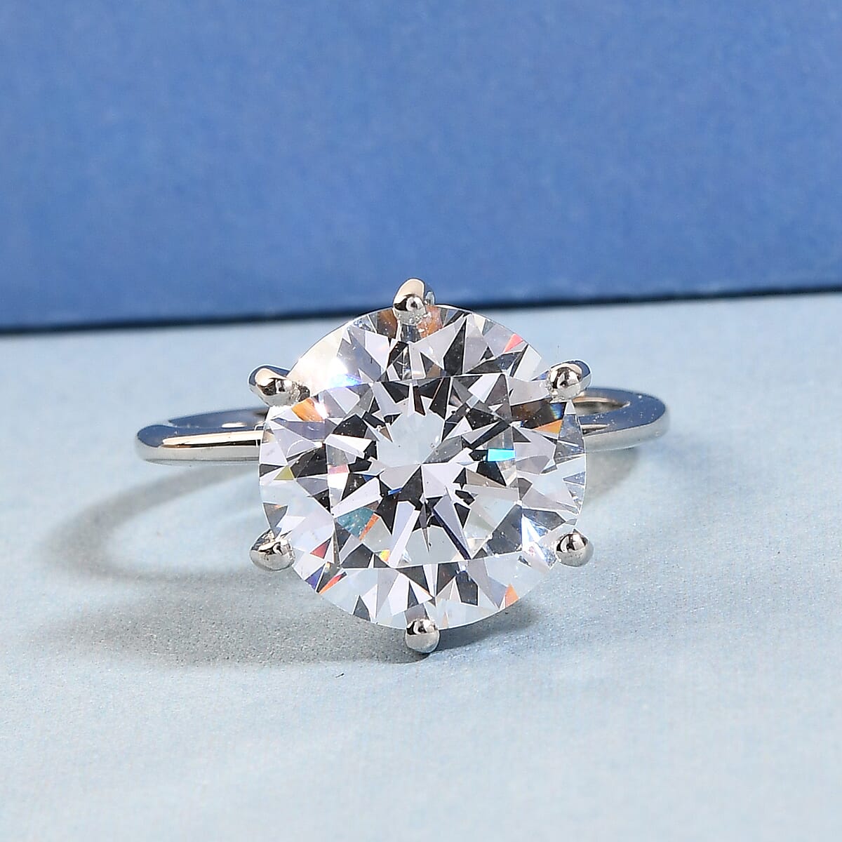 Lustro Stella Made with Finest CZ Solitaire Ring in Platinum Over Sterling Silver Solitaire (Size 9.0) 9.65 ctw image number 1