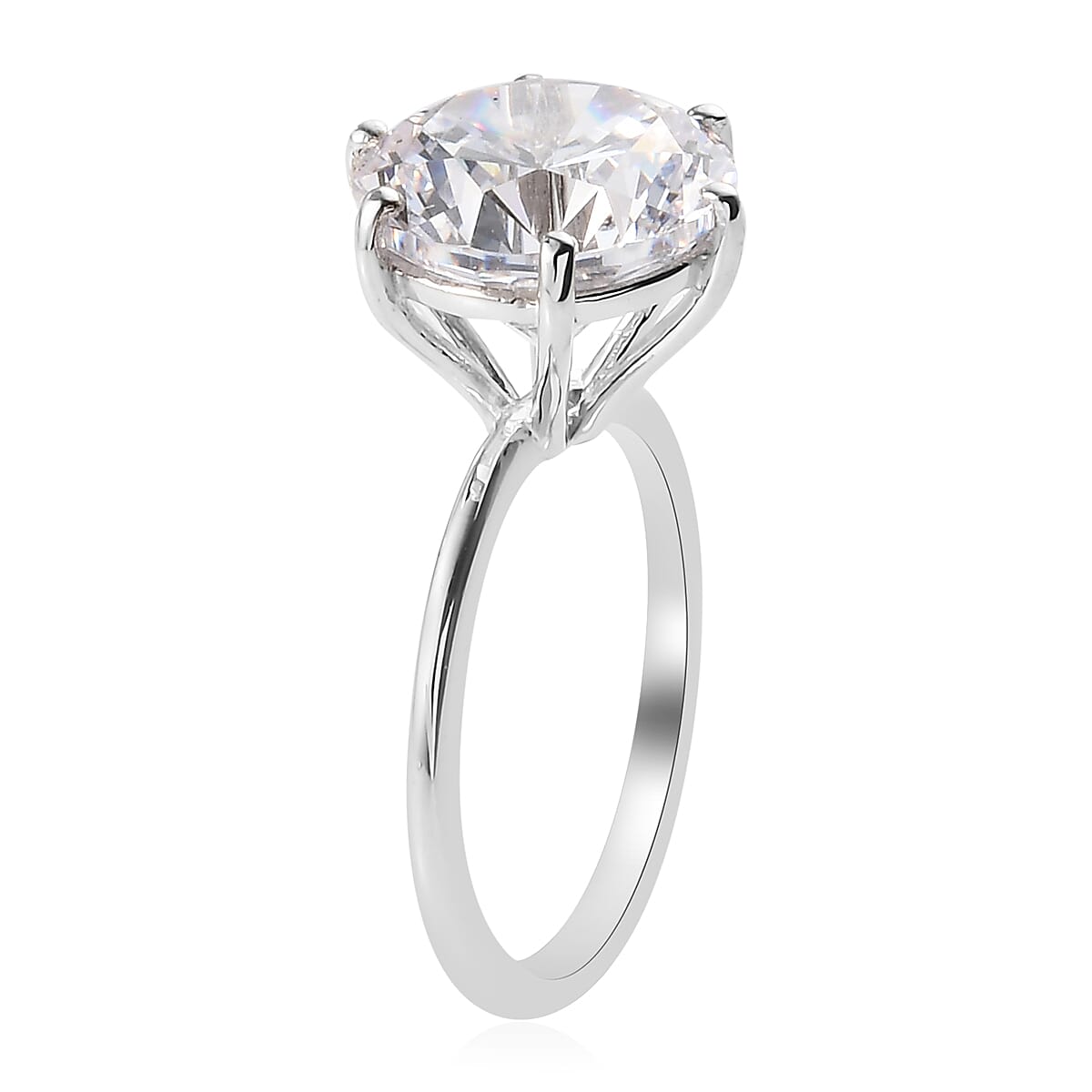 Lustro Stella Made with Finest CZ Solitaire Ring in Platinum Over Sterling Silver Solitaire (Size 9.0) 9.65 ctw image number 3