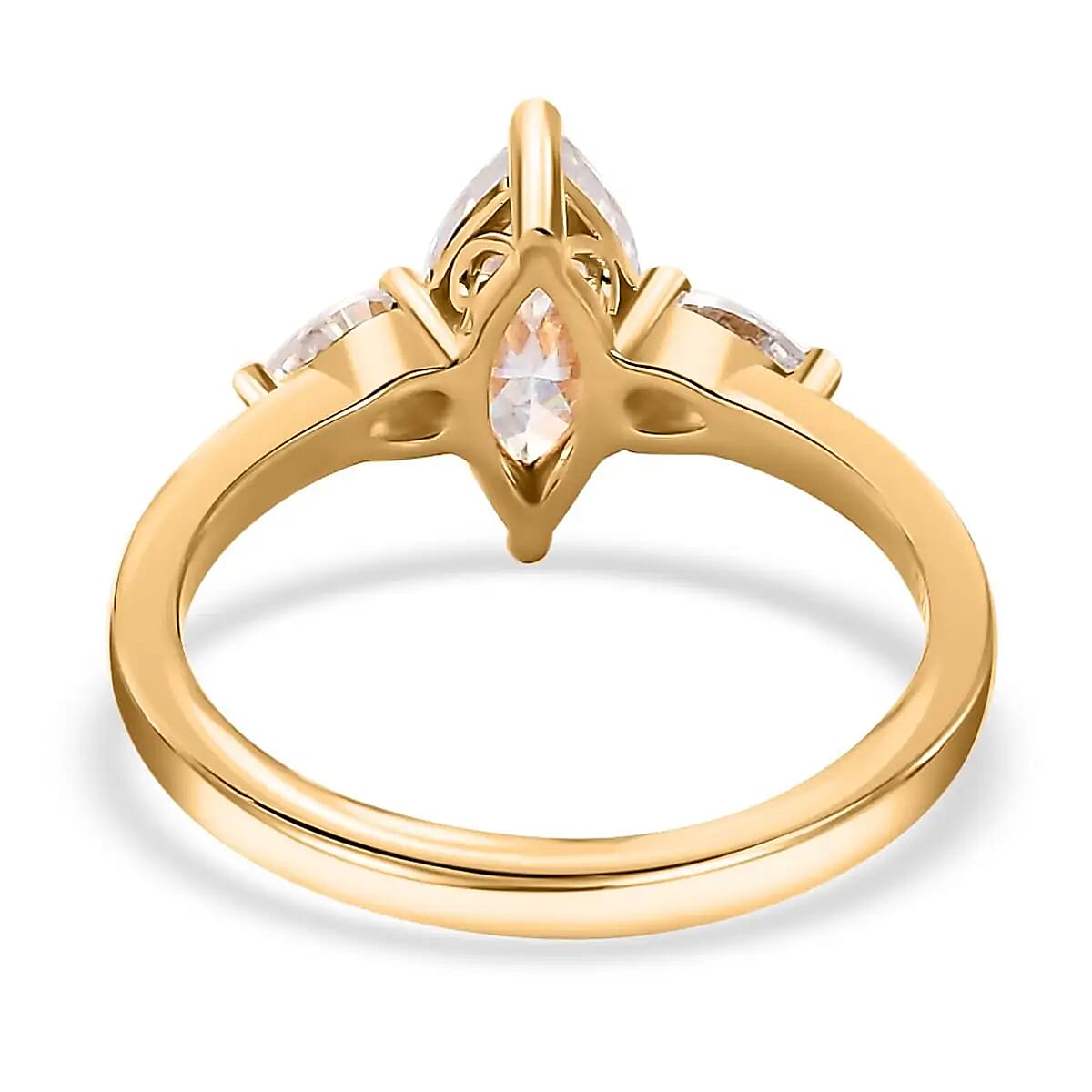 Moissanite 3 Stone Ring in Vermeil Yellow Gold Over Sterling Silver (Size 6.0) 1.35 ctw