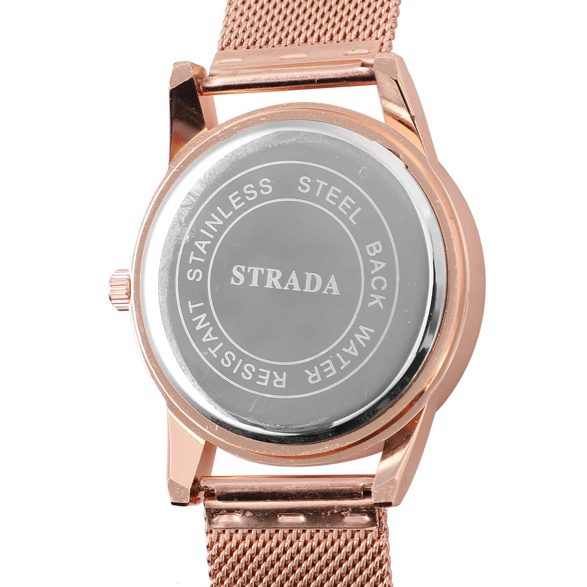 STRADA Japanese Movement Water Resistant Watch with Rose Gold Dial Stainless Steel Mesh Strap and Back image number 5
