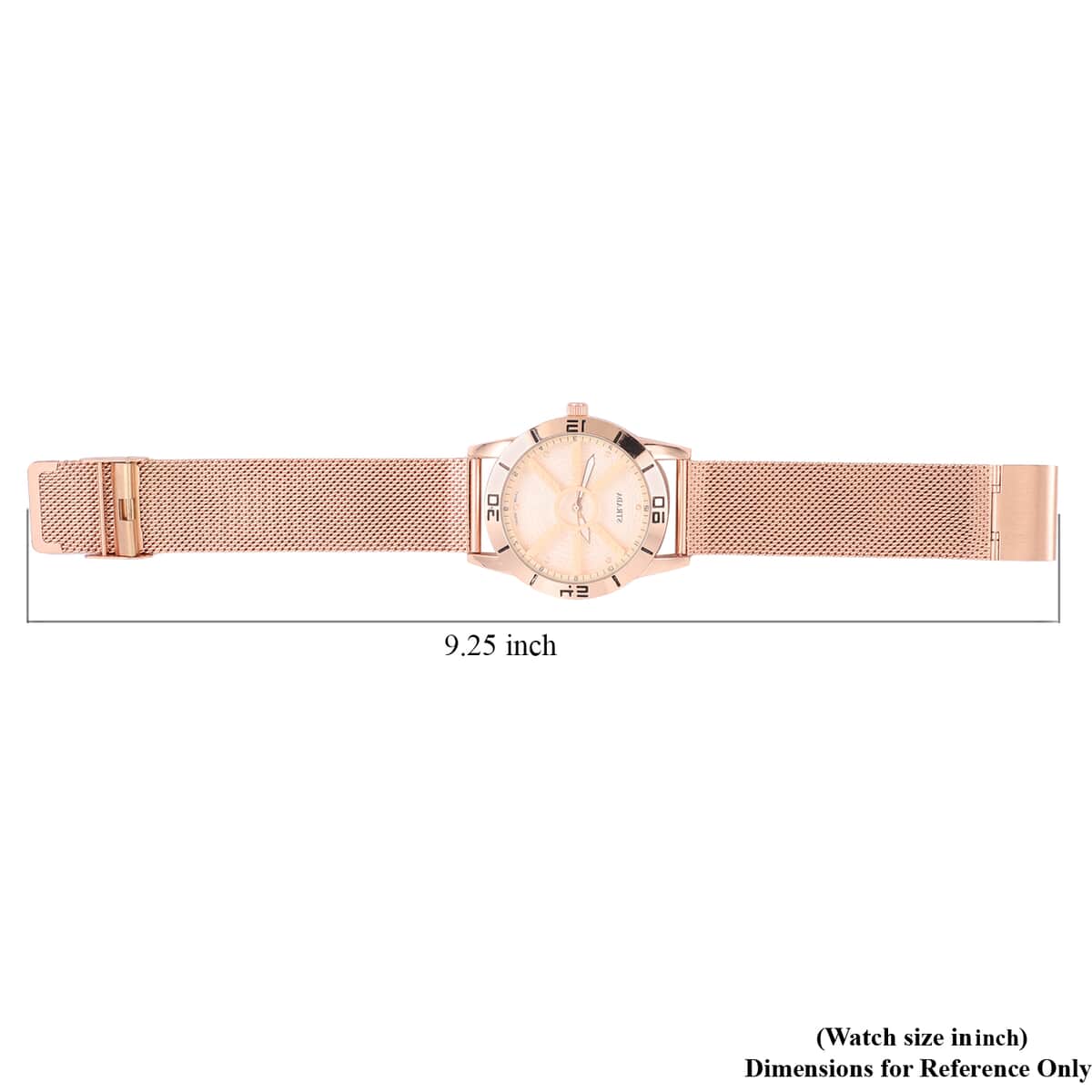 STRADA Japanese Movement Water Resistant Watch with Rose Gold Dial Stainless Steel Mesh Strap and Back image number 6