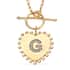 Lolos Exclusive Pick's Natural White Zircon Initial G Heart Toggle Clasp Pendant Necklace 18 Inches in Vermeil Yellow Gold Over Sterling Silver image number 0