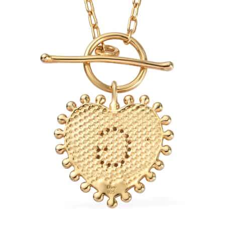 Lolos Exclusive Pick's Natural White Zircon Initial G Heart Toggle Clasp Pendant Necklace 18 Inches in Vermeil Yellow Gold Over Sterling Silver image number 4