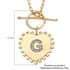 Lolos Exclusive Pick's Natural White Zircon Initial G Heart Toggle Clasp Pendant Necklace 18 Inches in Vermeil Yellow Gold Over Sterling Silver image number 5