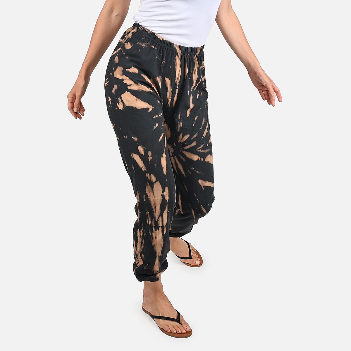 Tamsy Fudge Sundae Tie Dye Fleece Lounge Pant - 1X image number 3