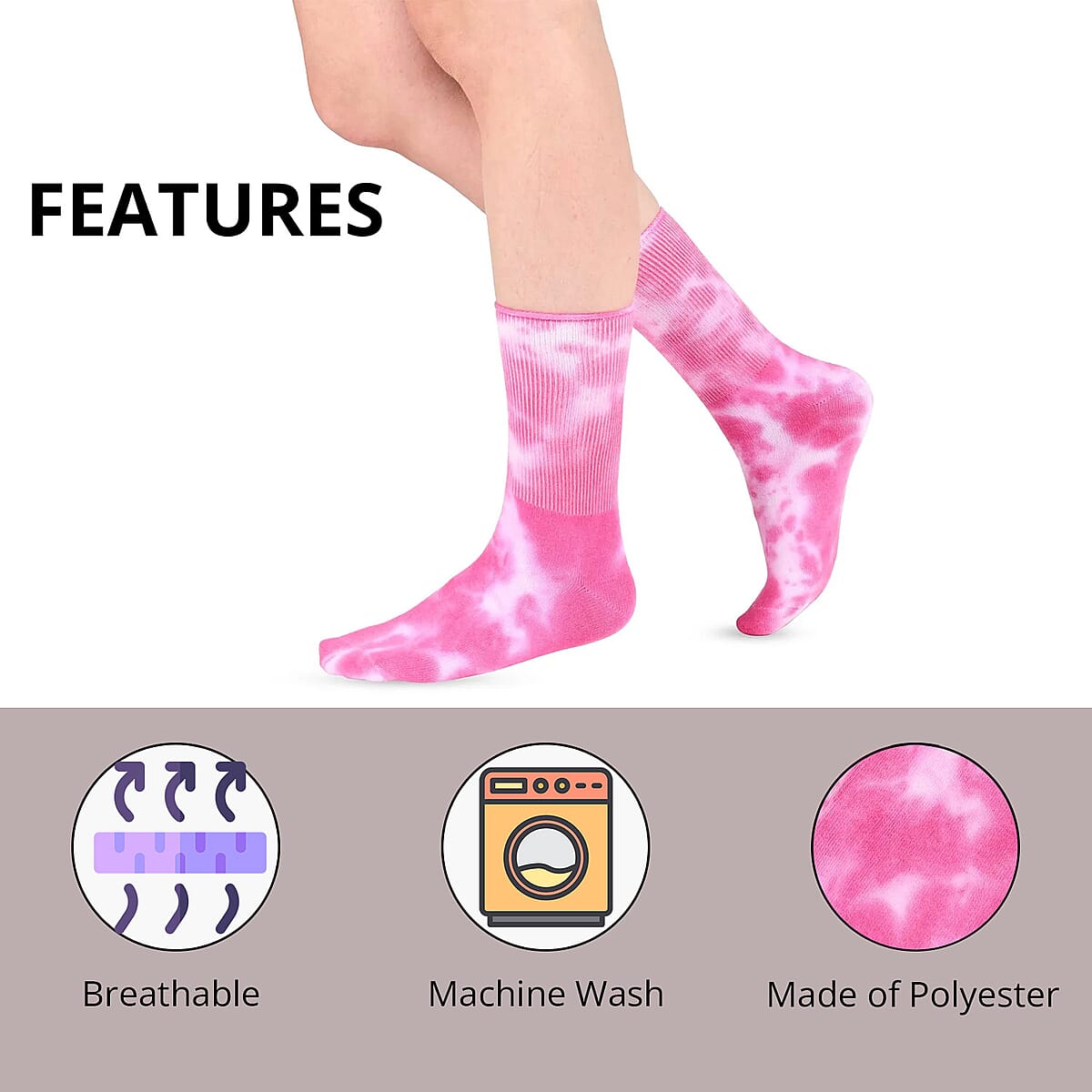 Catalogue Pink Tie Dye Socks - (Women's Size 6-10) image number 1