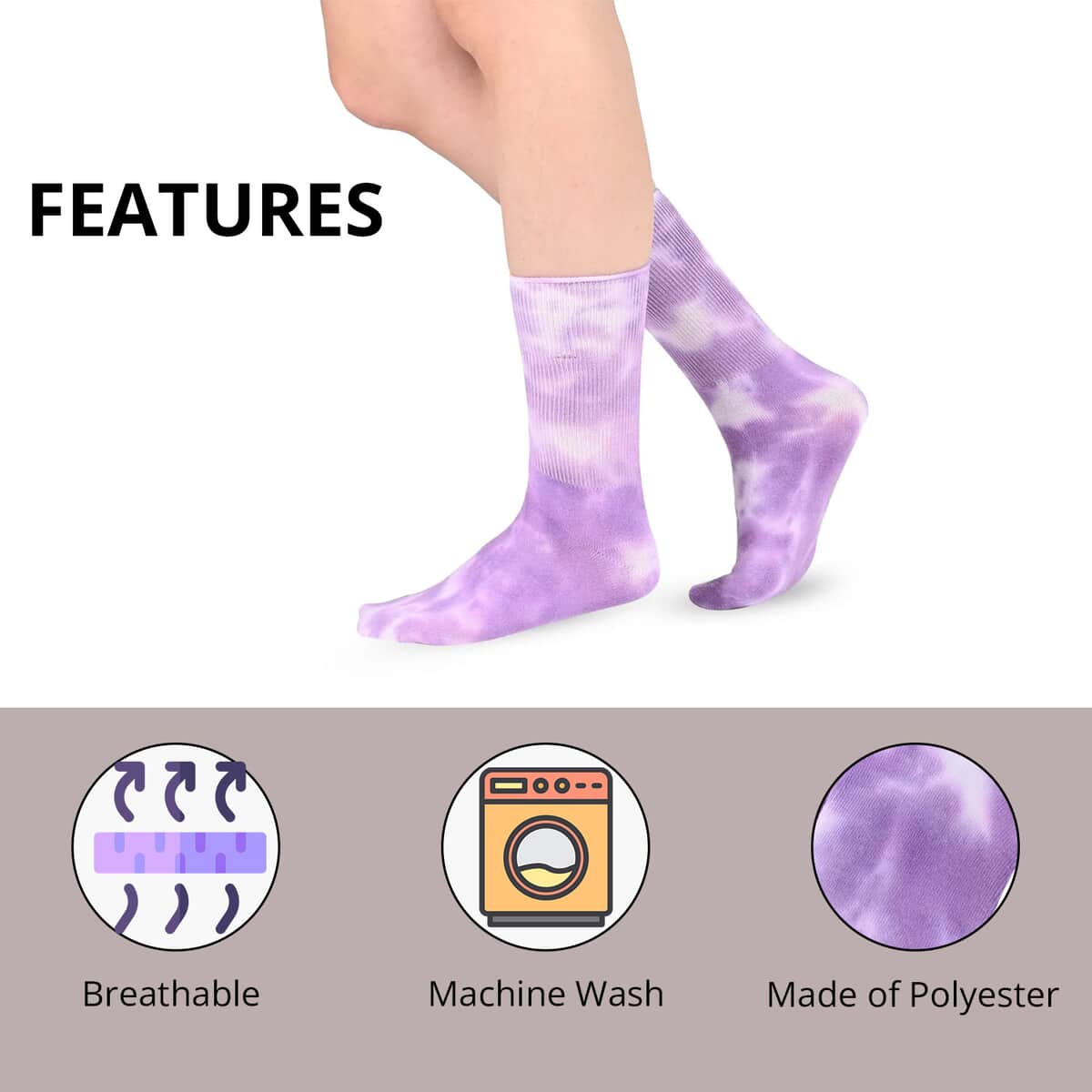 Catalogue Purple Tie Dye Socks - (Women's Size 6-10) image number 1