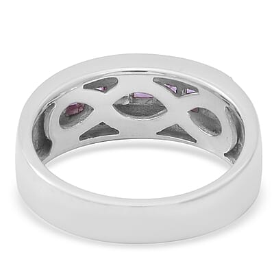 Pink Sapphire and White Zircon 1.15 ctw Ring in Platinum Over Sterling Silver (Size 6.5)