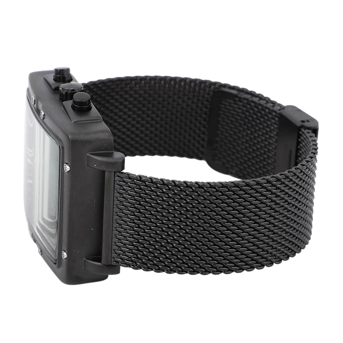 GENOA Six-Pin Multifunctional Movement Watch in ION Plated Black Over Stainless Steel Mesh Strap image number 4