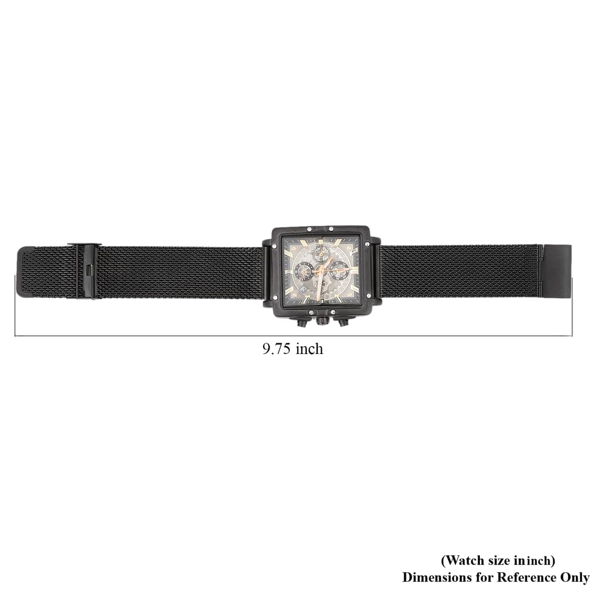 GENOA Six-Pin Multifunctional Movement Watch in ION Plated Black Over Stainless Steel Mesh Strap image number 6