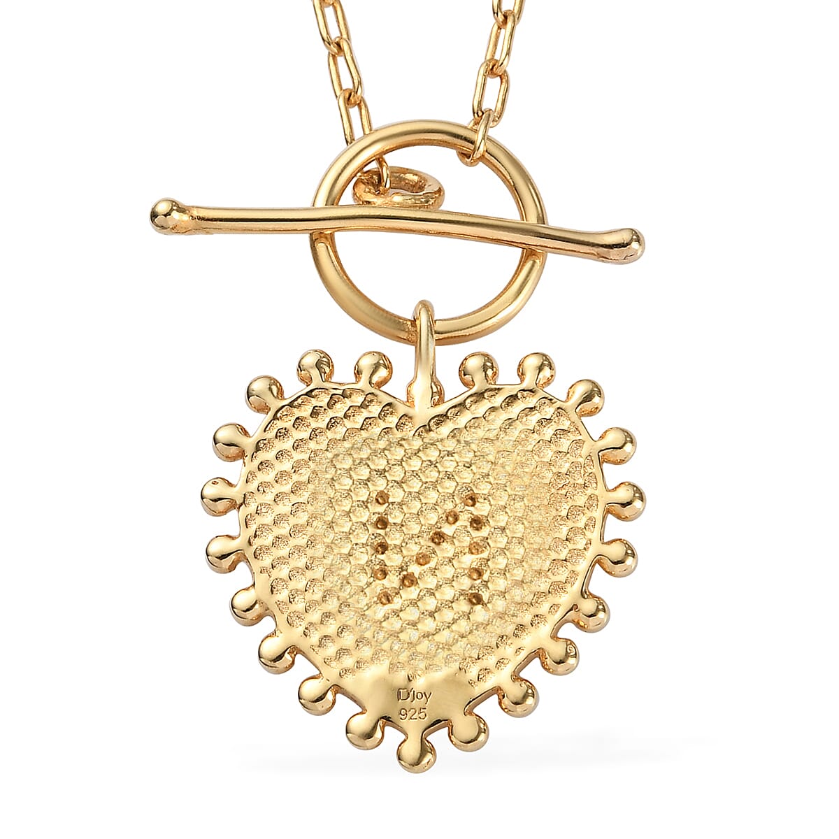 Lolos Exclusive Pick's Natural White Zircon Initial N Heart Toggle Clasp Pendant Necklace 18 Inches in Vermeil Yellow Gold Over Sterling Silver image number 4