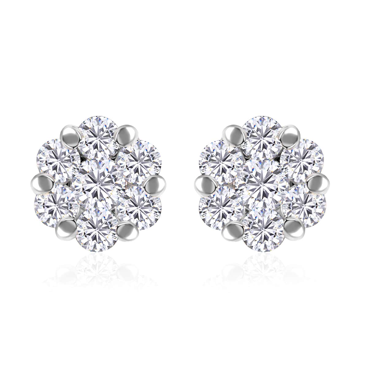 LUSTRO STELLA Made with Finest CZ Cluster Earrings in Platinum Over Sterling Silver 2.70 ctw image number 0