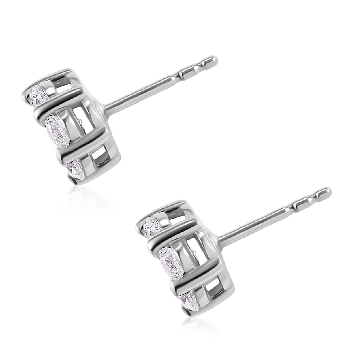 Lustro Stella Finest CZ Earrings , CZ Cluster Earrings , Stud Earrings , Platinum Over Sterling Silver Earrings 2.70 ctw