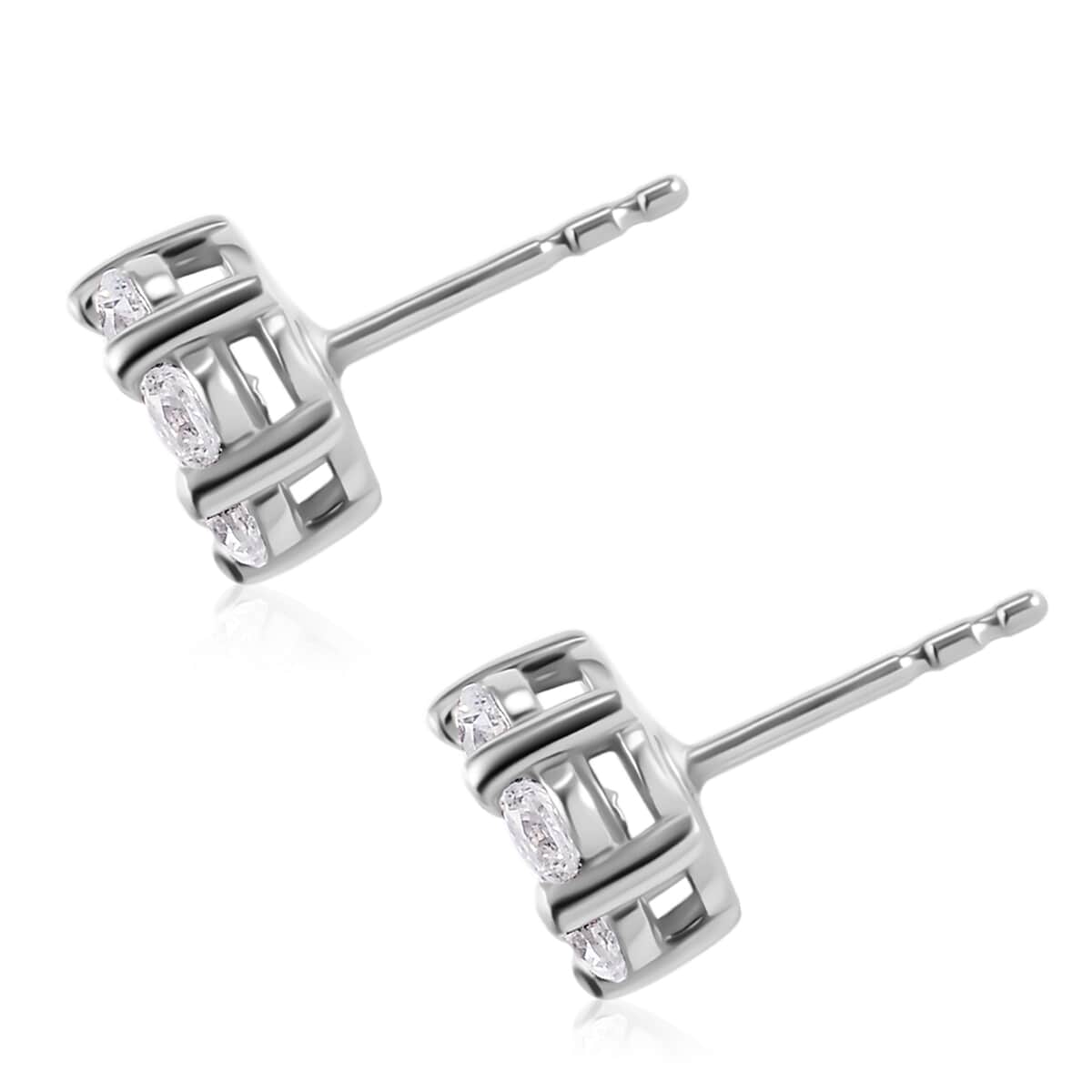 Lustro Stella Finest CZ Earrings , CZ Cluster Earrings , Stud Earrings , Platinum Over Sterling Silver Earrings 2.70 ctw image number 3