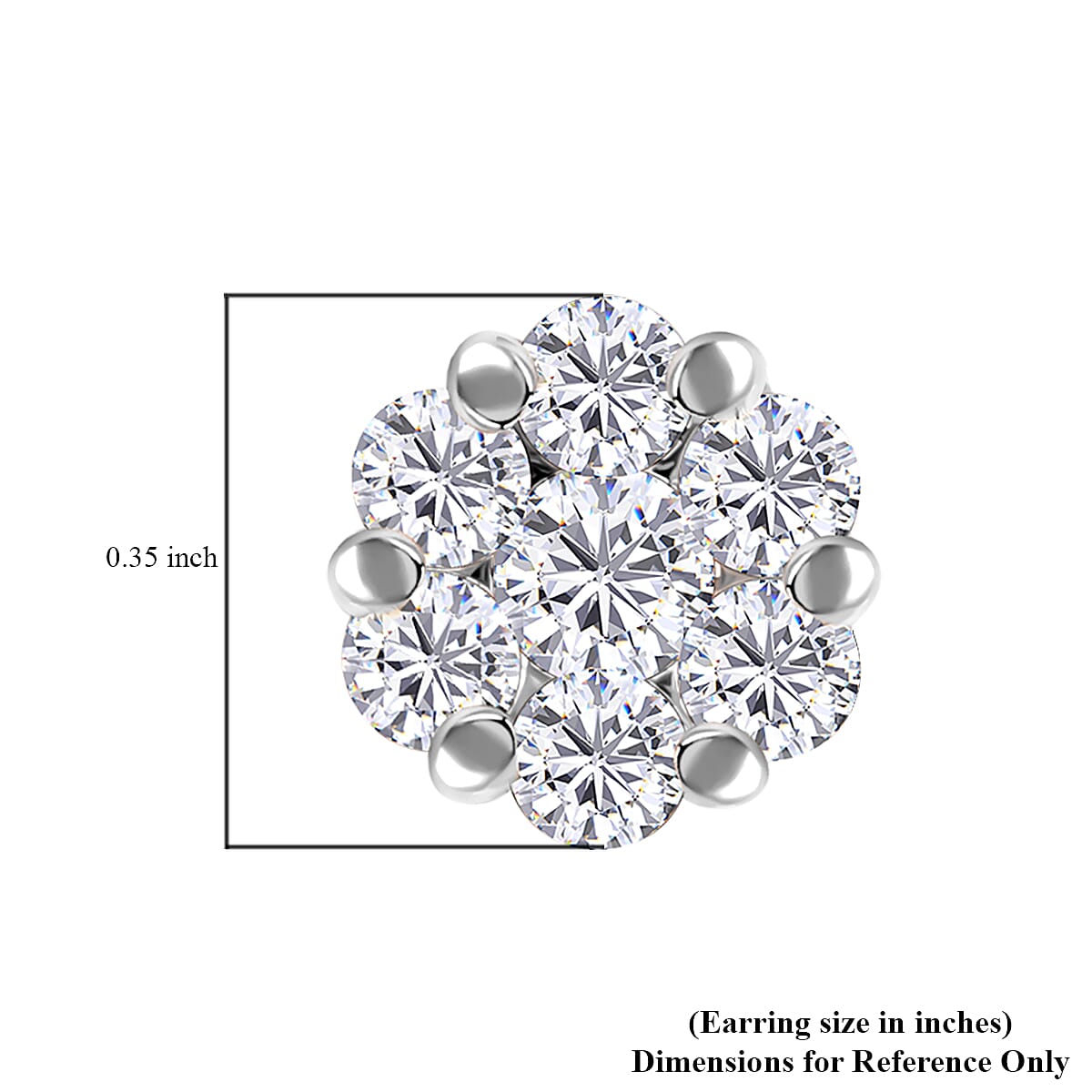 Lustro Stella Finest CZ Earrings , CZ Cluster Earrings , Stud Earrings , Platinum Over Sterling Silver Earrings 2.70 ctw