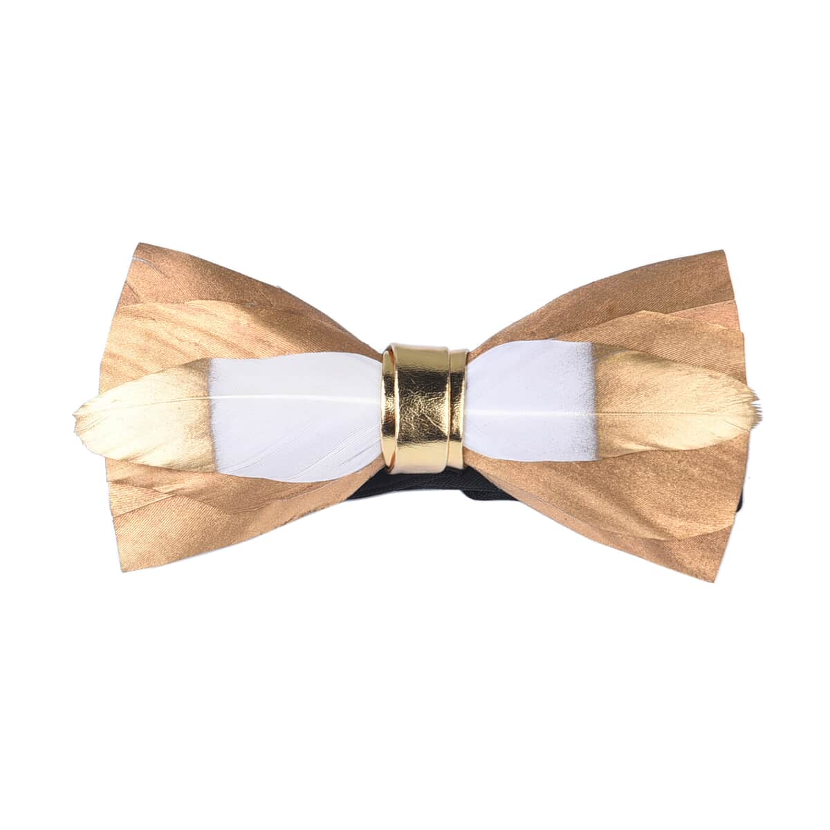 Black and Blue Faux Leather Feather Bowtie (4.92"x2.5"x1.18") image number 0