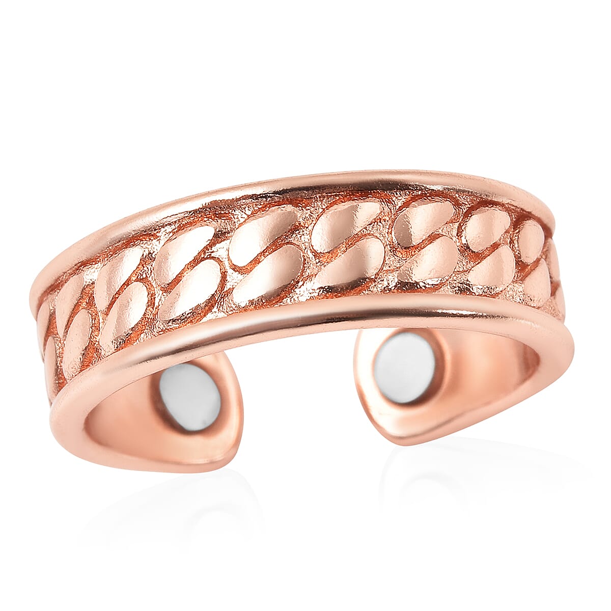 Magnetic By Design Curb Chain Texture Adjustable Open Magnetic Ring in Rosetone