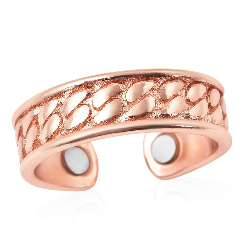 Magnetic By Design Curb Chain Texture Adjustable Open Magnetic Ring in Rosetone