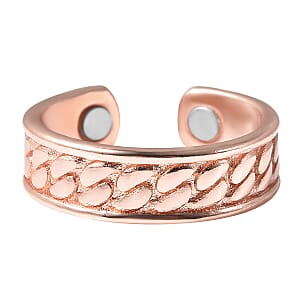 Magnetic By Design Curb Chain Texture Adjustable Open Magnetic Ring in Rosetone