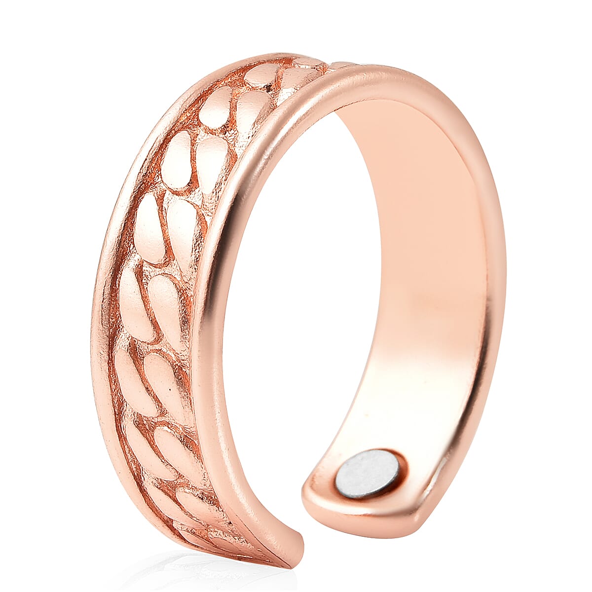 Magnetic By Design Curb Chain Texture Adjustable Open Magnetic Ring in Rosetone