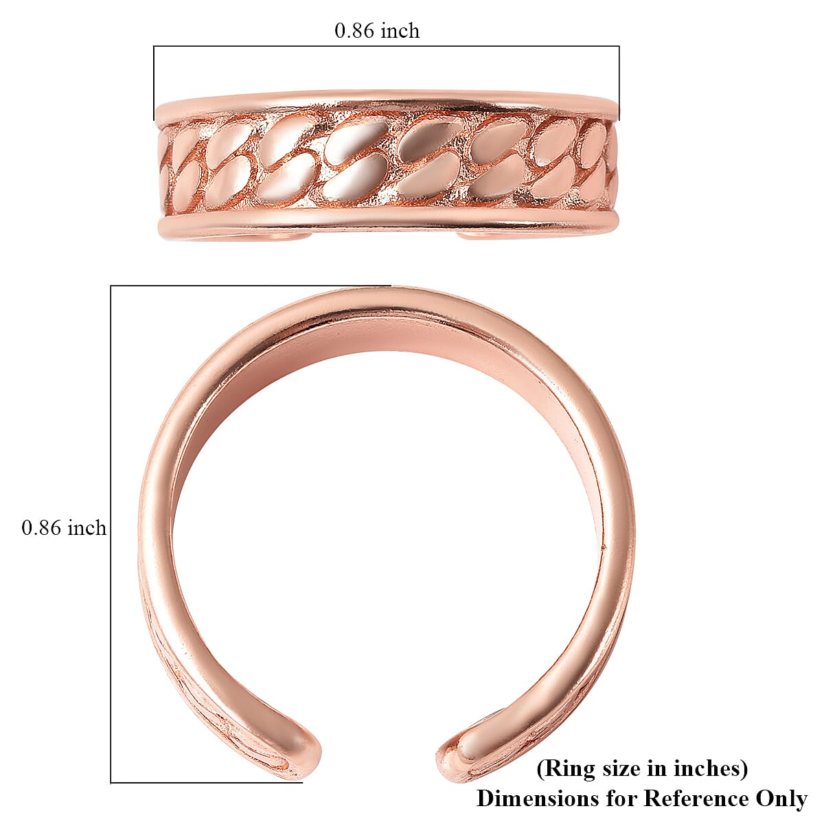 Magnetic By Design Curb Chain Texture Adjustable Open Magnetic Ring in Rosetone image number 6