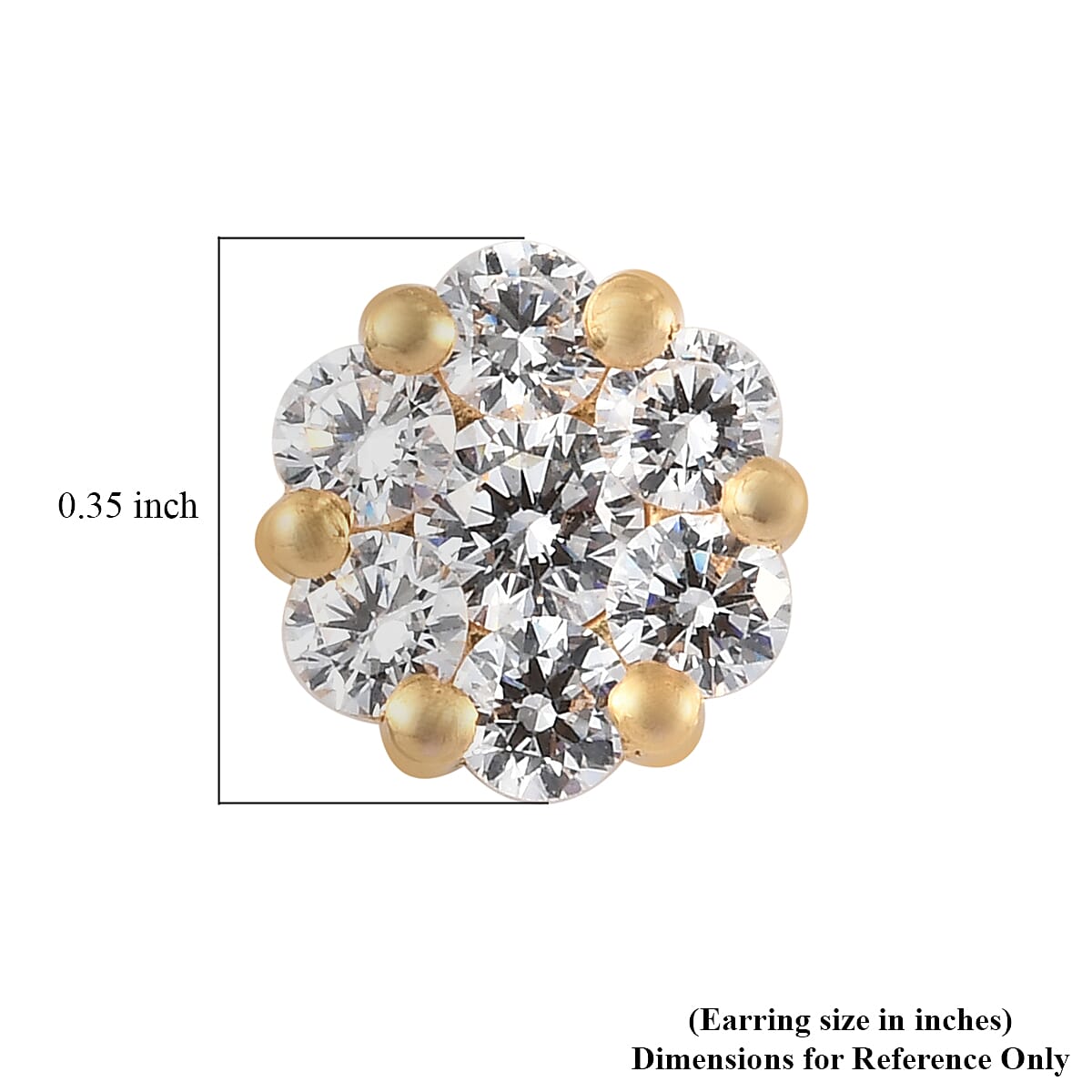 Lustro Stella Made with Finest CZ Floral Stud Earrings in Vermeil Yellow Gold Over Sterling Silver 2.50 ctw