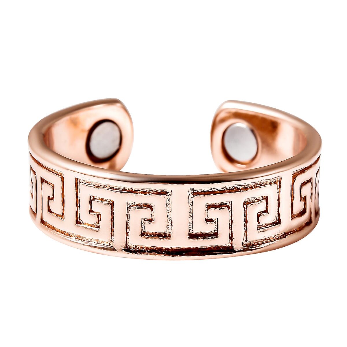 Magnetic By Design Greek Design & Infinity Adjustable Open Magnetic Ring in Rosetone (Size 6.0)