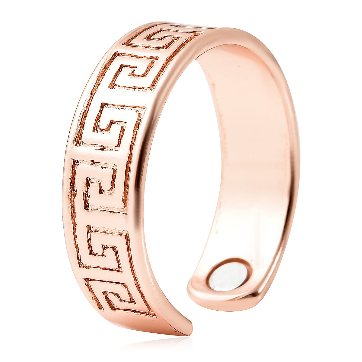 Magnetic By Design Greek Design & Infinity Adjustable Open Magnetic Ring in Rosetone (Size 6.0)