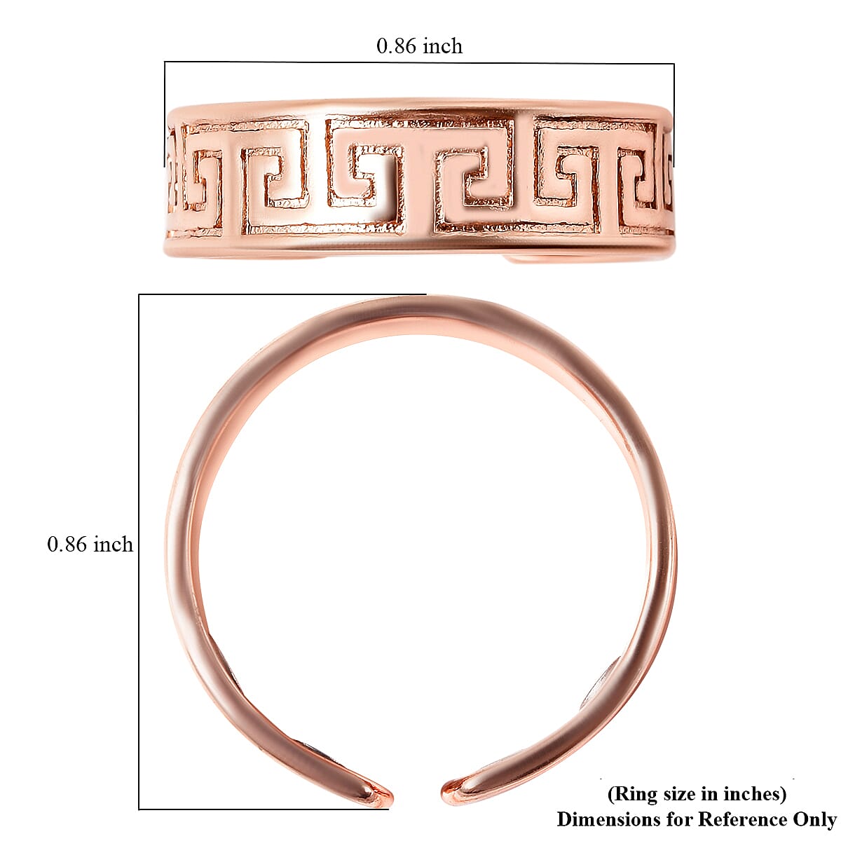 Magnetic By Design Greek Design & Infinity Adjustable Open Magnetic Ring in Rosetone (Size 6.0)