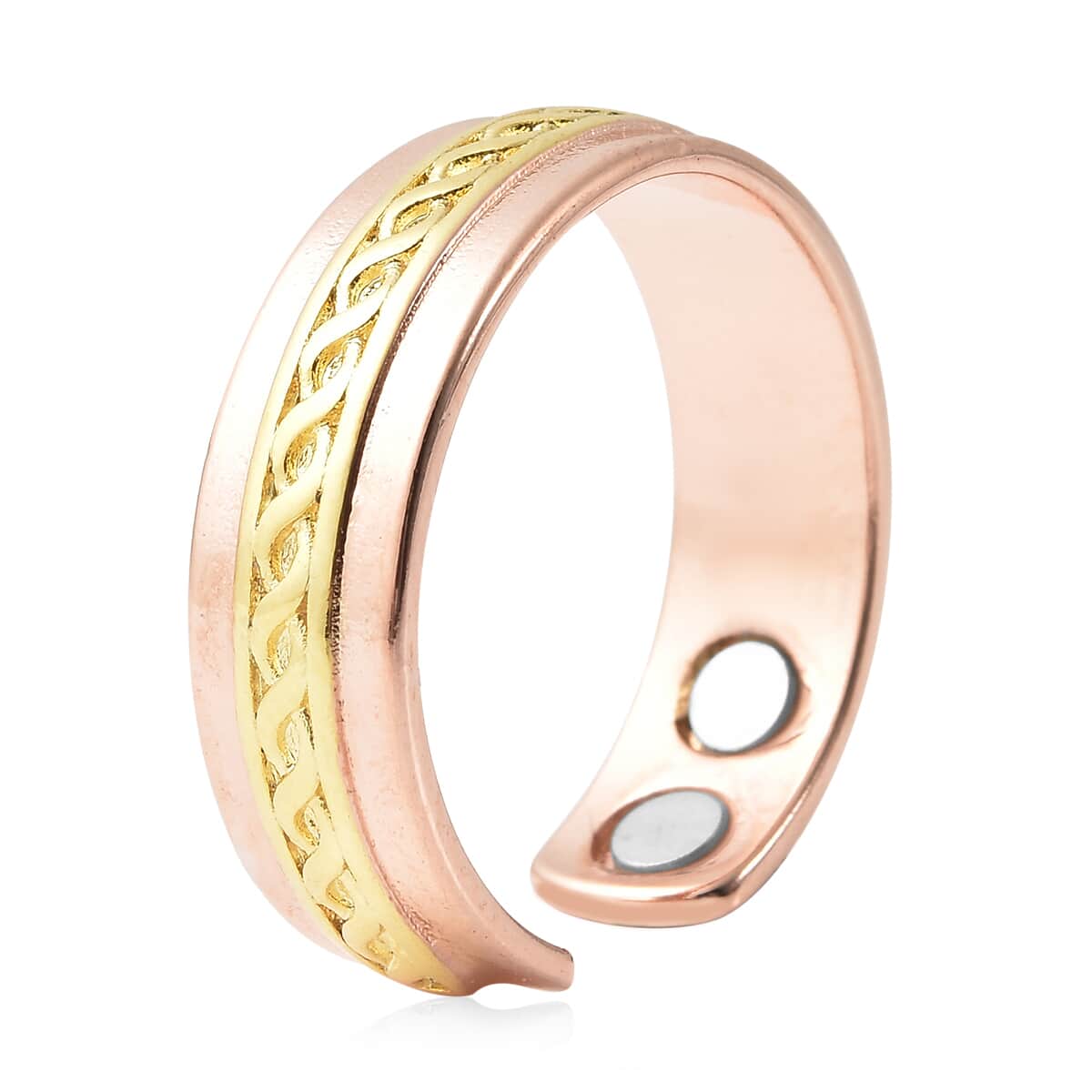 Magnetic By Design Twisted Rope Texture Adjustable Open Magnetic Ring in Dualtone image number 4