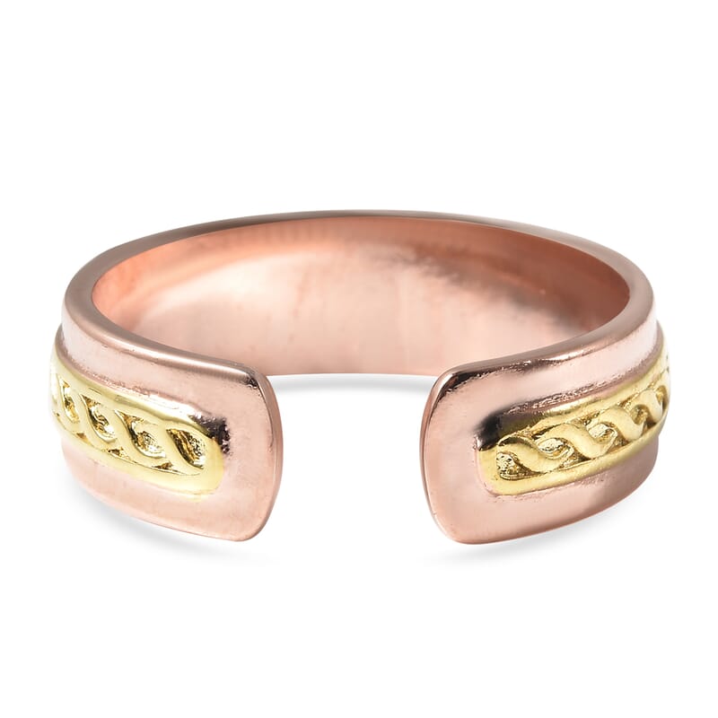 Magnetic By Design Twisted Rope Texture Adjustable Open Magnetic Ring in Dualtone