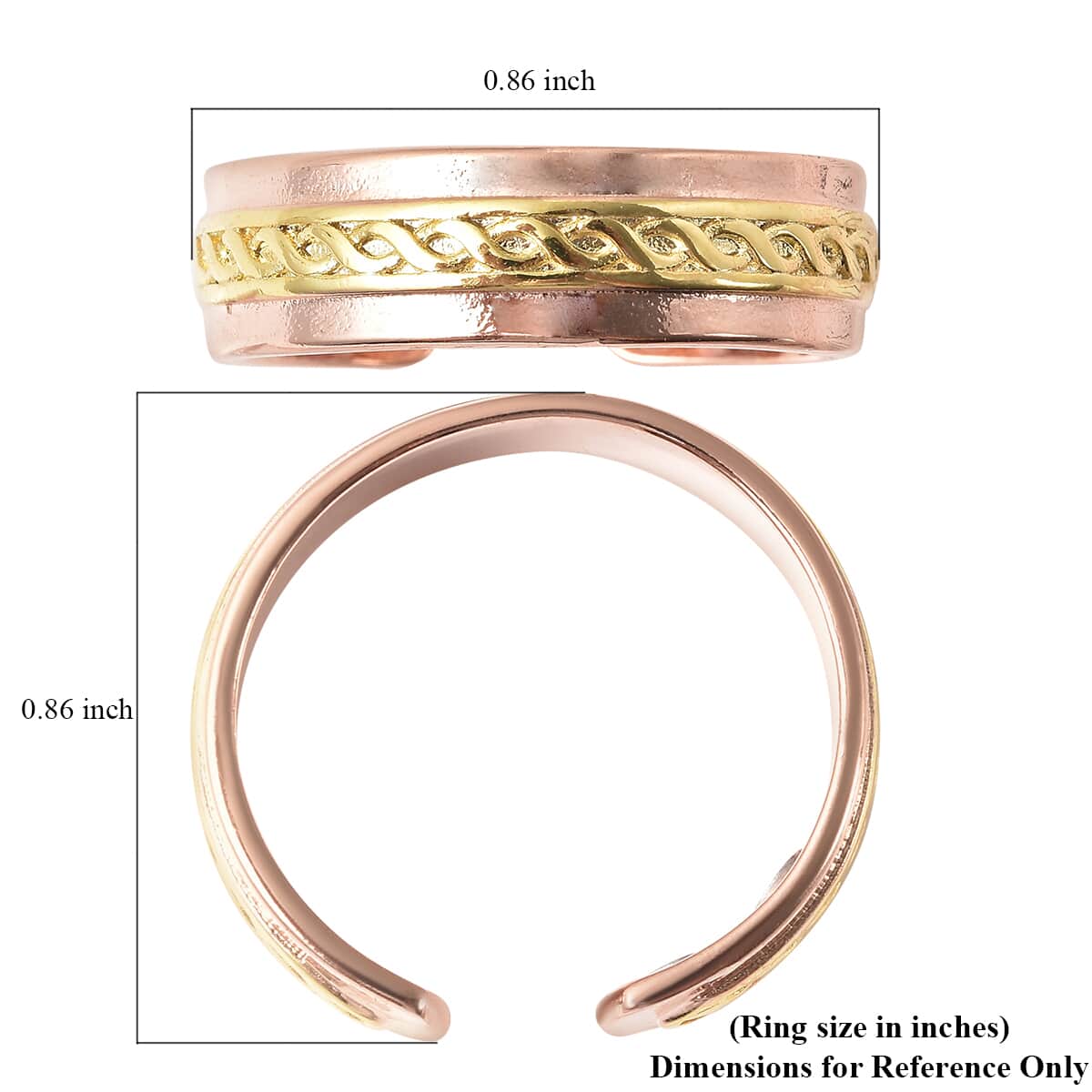 Magnetic By Design Twisted Rope Texture Adjustable Open Magnetic Ring in Dualtone image number 6