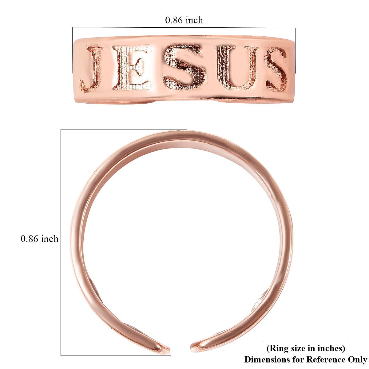 Magnetic By Design Jesus Engraved Adjustable Open Magnetic Ring in Rosetone