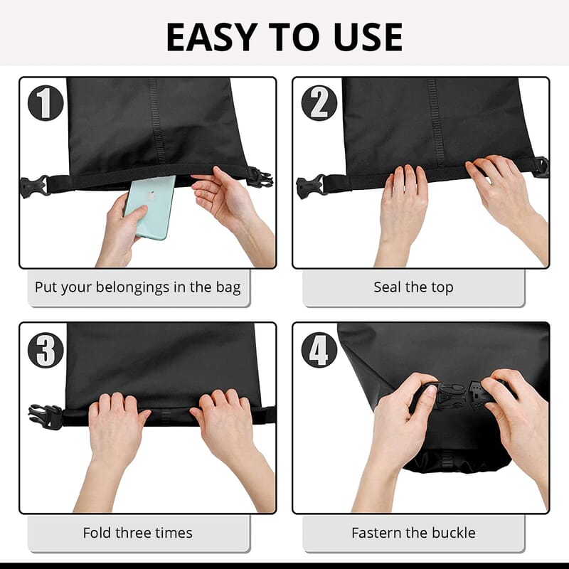 Homesmart Black Waterproof Bag With Roll-Top Closure and Buckle