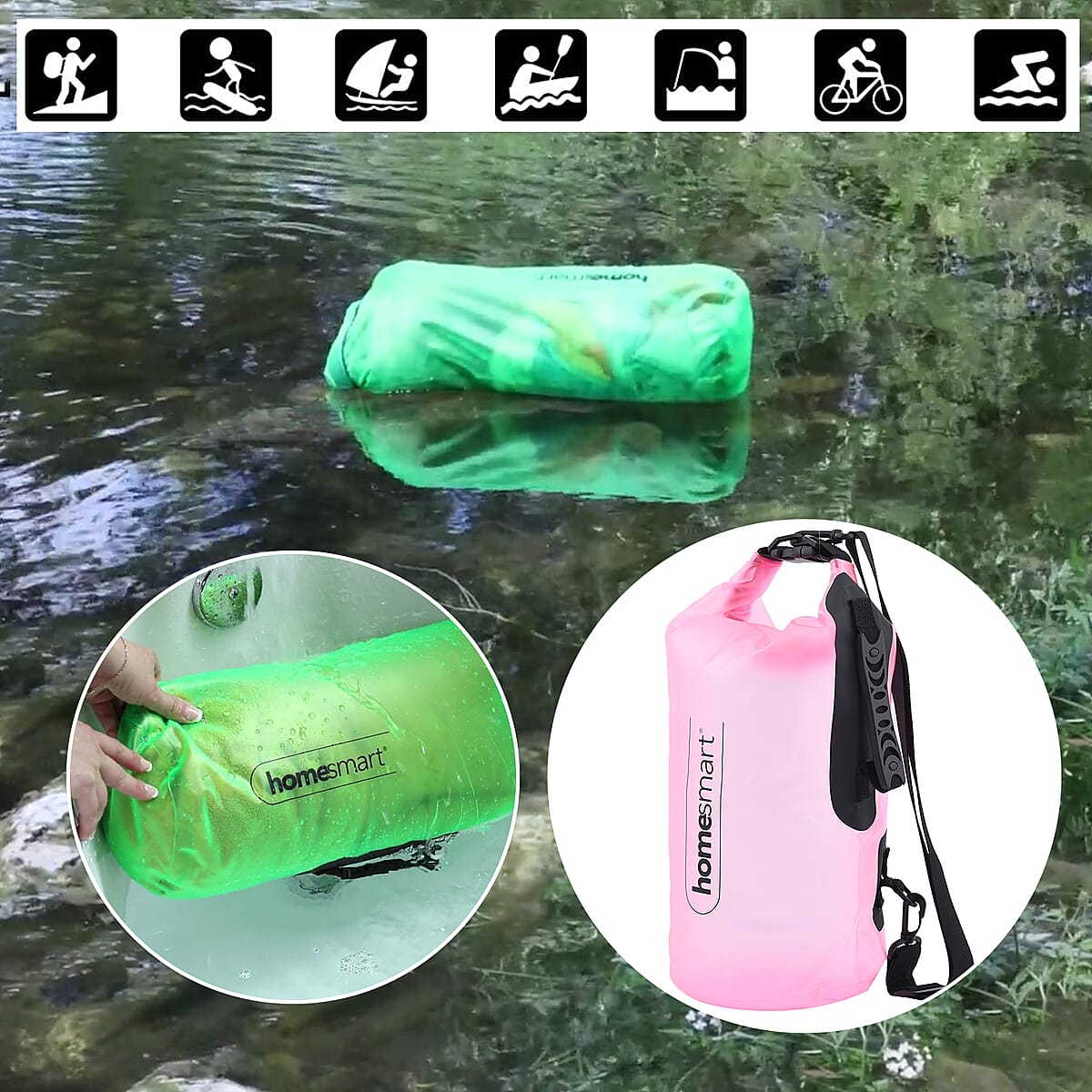 Homesmart Pink Waterproof Bag With Roll-Top Closure and Buckle image number 1