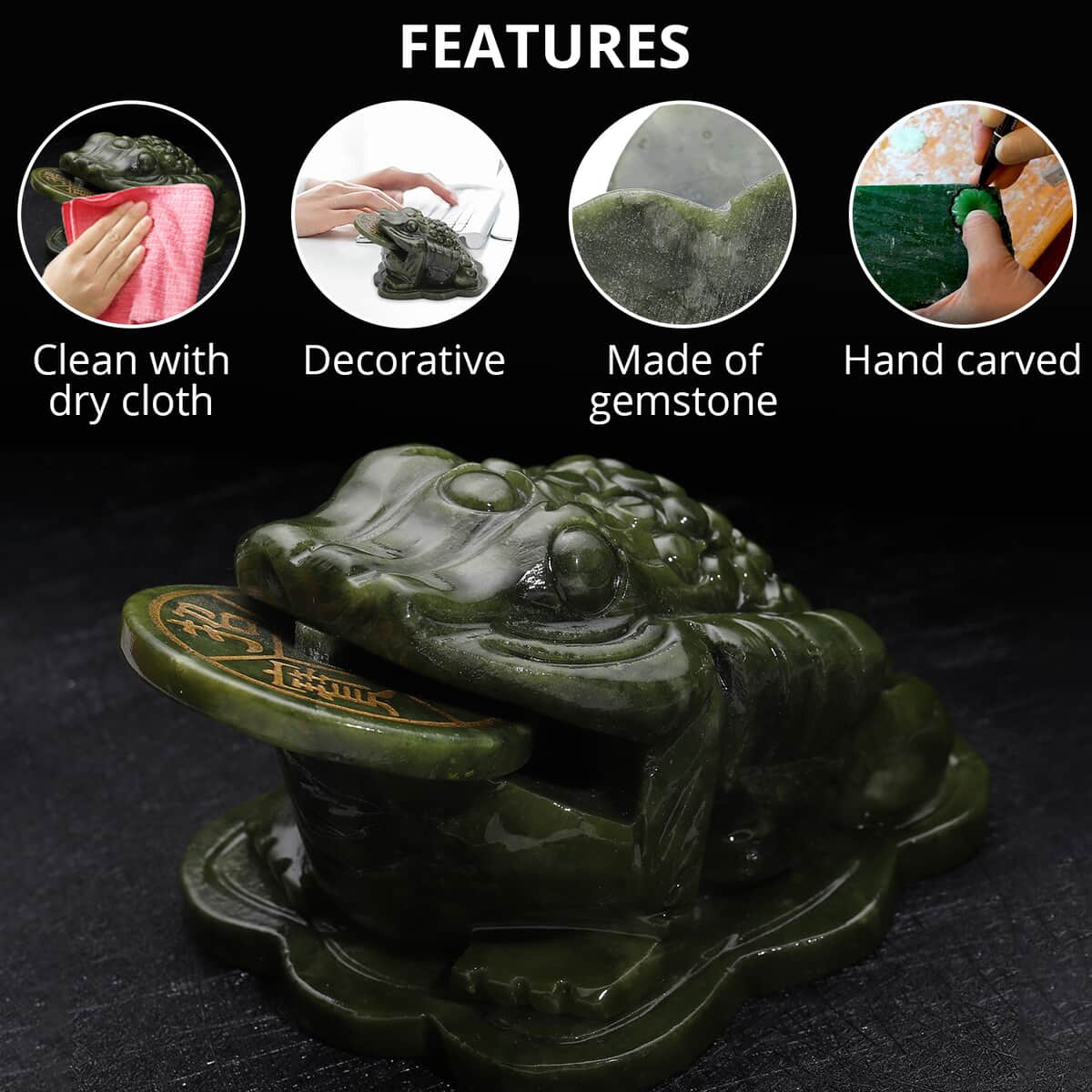 Hand Carved Feng Shui Wealth Money Toad Frog Serpentine (2853ctw) image number 2