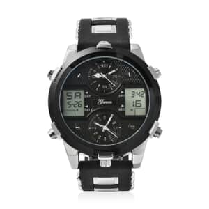 Genoa Miyota Japanese and Electronic Movement Multi-Functional Watch in Black Silicone Strap