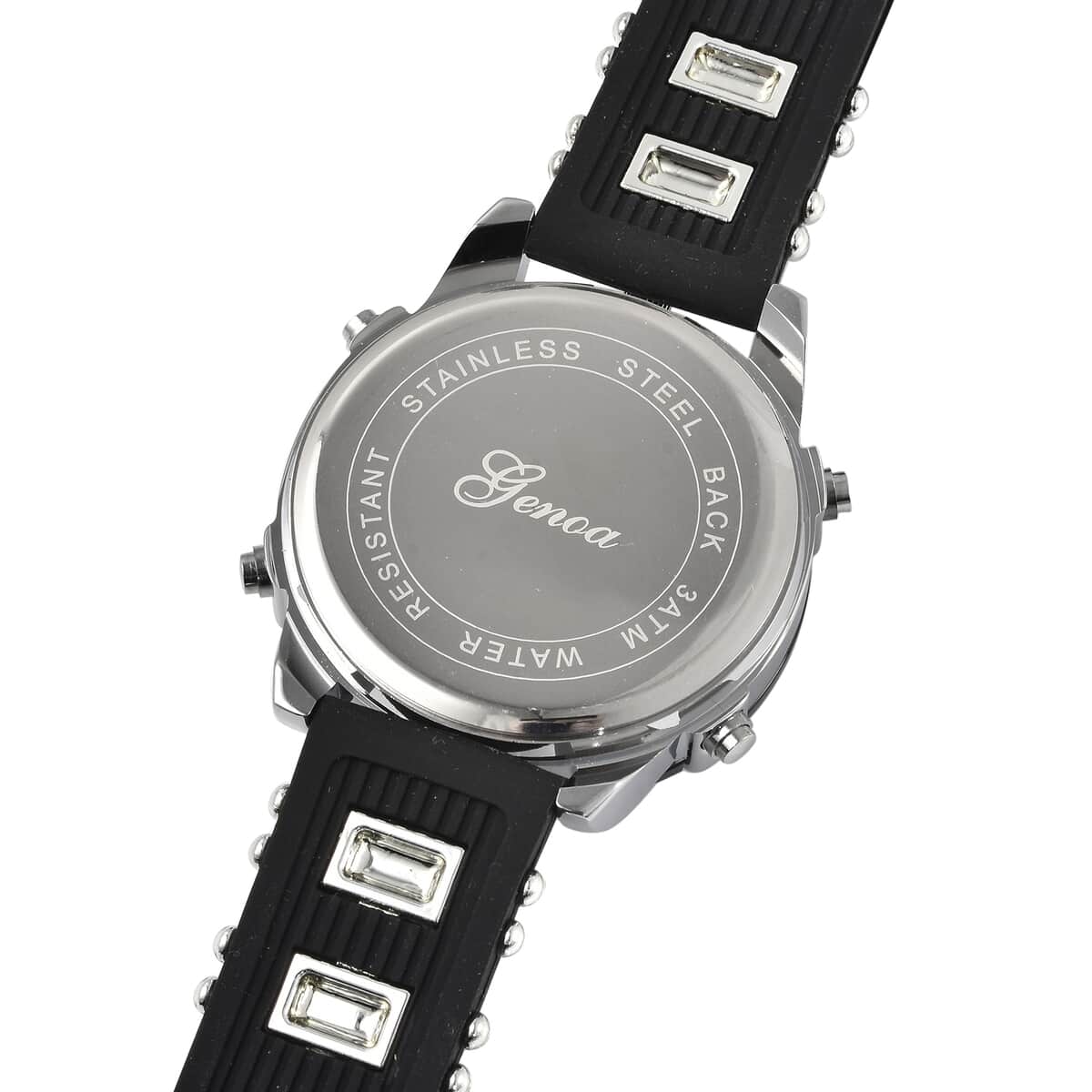 Genoa Miyota Japanese and Electronic Movement Multi-Functional Watch in Black Silicone Strap image number 5