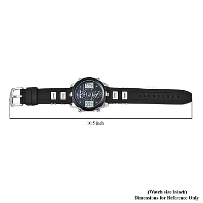 Genoa Miyota Japanese and Electronic Movement Multi-Functional Watch in Black Silicone Strap