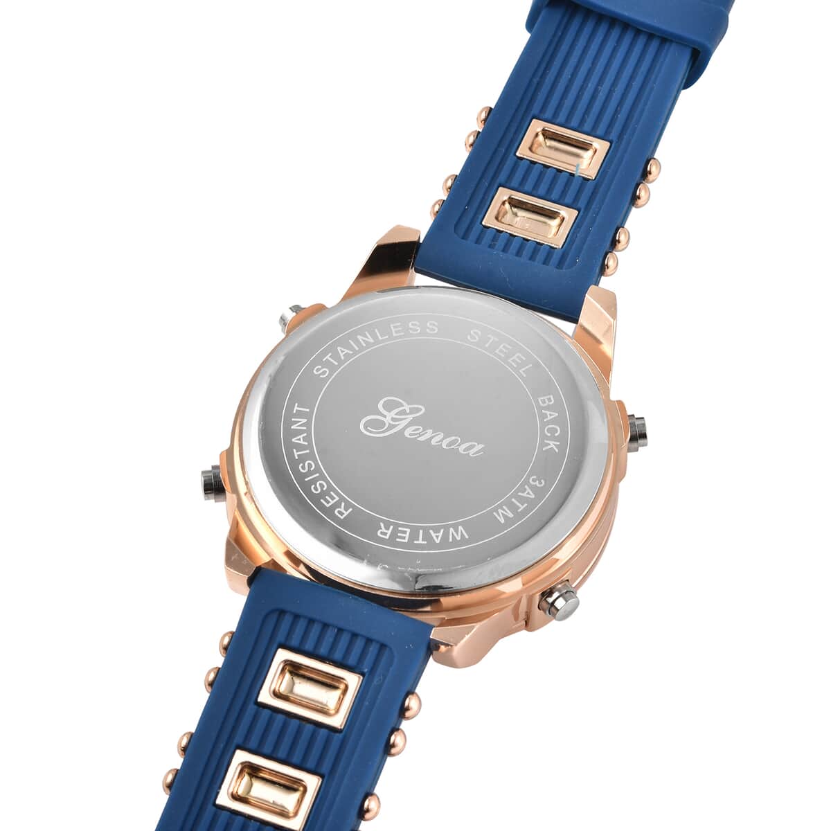 Genoa Miyota Japanese and Electronic Movement Multi Function Watch in Blue Silicone Strap image number 5